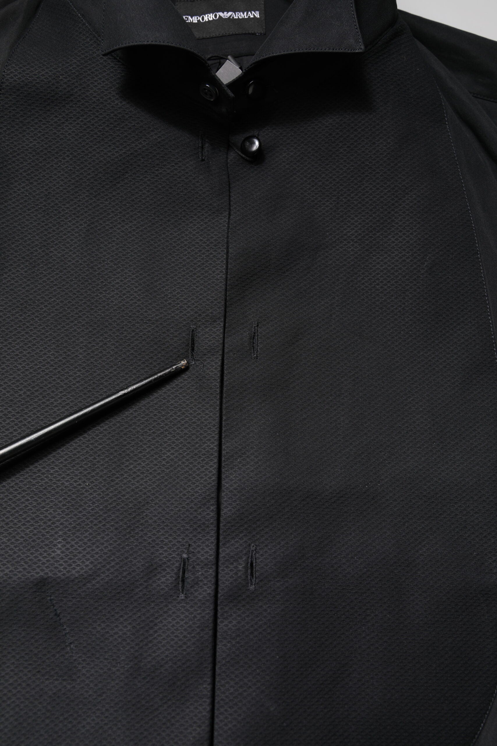 Emporio Armani Black Cotton Long Sleeve Shirt for Formal Occasions